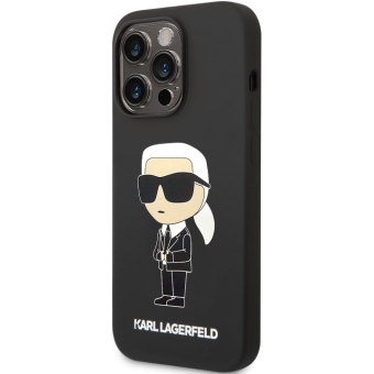 Silikónové puzdro Karl Lagerfeld na Apple iPhone 14 Pro KLHCP14LSNIKBCK Liquid Silicone Ikonik NFT čierne