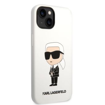 Silikónové puzdro Karl Lagerfeld na Apple iPhone 14 Plus KLHCP14MSNIKBCH Liquid Silicone Ikonik NFT biele