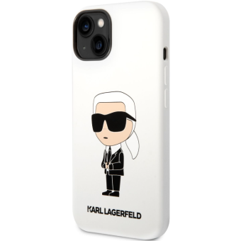 Silikónové puzdro Karl Lagerfeld na Apple iPhone 14 Plus KLHCP14MSNIKBCH Liquid Silicone Ikonik NFT biele