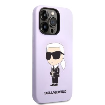 Silikónové puzdro Karl Lagerfeld na Apple iPhone 14 Pro KLHCP14LSNIKBCU Liquid Silicone Ikonik NFT fialové