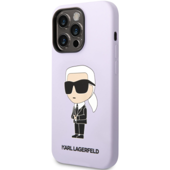 Silikónové puzdro Karl Lagerfeld na Apple iPhone 14 Pro KLHCP14LSNIKBCU Liquid Silicone Ikonik NFT fialové