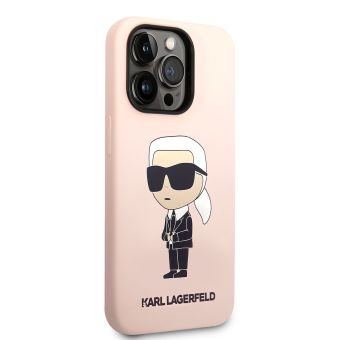 Silikónové puzdro Karl Lagerfeld na Apple iPhone 14 Pro KLHCP14LSNIKBCP Liquid Silicone Ikonik NFT ružové