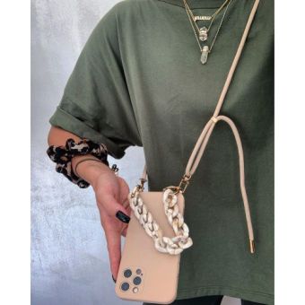 Silikónové puzdro na Apple iPhone 12 Pro Tech-Protect Icon Chain béžové