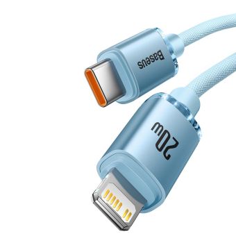 Kábel Baseus Crystal Shine Series CAJY001303, USB-C na Lightning, PD 20W, 1.2 m, modrý