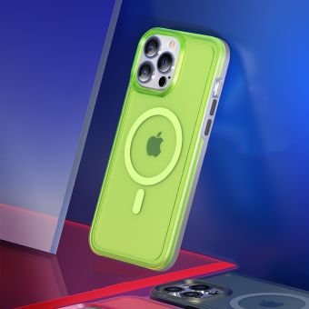 Silikónové puzdro na Apple iPhone 13 Kingxbar PQY Fluorescence MagSafe červené