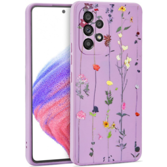 Silikónové puzdro na Samsung Galaxy A53 5G A536 Tech Protect Mood Garden fialové