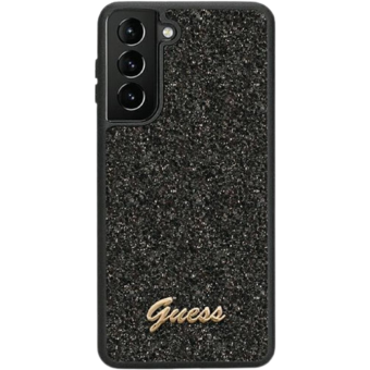 Plastové puzdro Guess na Samsung Galaxy S23 5G S911 GUHCS23SHGGSHK Fixed Glitter čierne