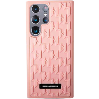 Plastové puzdro Karl Lagerfeld na Samsung Galaxy S23 Ultra 5G S918 KLHCS23LRUPKLPP Rubber Mono Logo Plate ružové