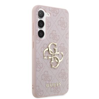Plastové puzdro Guess na Samsung Galaxy S23 5G S911 GUHCS23S4GMGPI PU 4G Metal Logo ružové