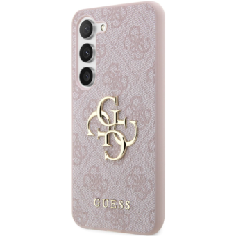 Plastové puzdro Guess na Samsung Galaxy S23 5G S911 GUHCS23S4GMGPI PU 4G Metal Logo ružové