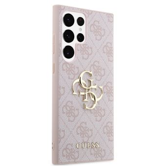 Plastové puzdro Guess na Samsung Galaxy S23 Ultra 5G S918 GUHCS23L4GMGPI PU 4G Metal Logo ružové