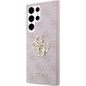 Plastové puzdro Guess na Samsung Galaxy S23 Ultra 5G S918 GUHCS23L4GMGPI PU 4G Metal Logo ružové