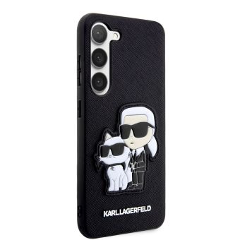 Plastové puzdro Karl Lagerfeld na Samsung Galaxy S23+ 5G S916 KLHCS23MSANKCPK PU Saffiano Karl and Choupette NFT čierne