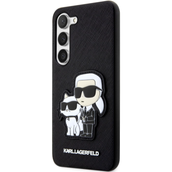 Plastové puzdro Karl Lagerfeld na Samsung Galaxy S23+ 5G S916 KLHCS23MSANKCPK PU Saffiano Karl and Choupette NFT čierne