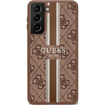 Plastové puzdro Guess na Samsung Galaxy S23 5G S911 GUHCS23SP4RPSW 4G Printed Stripe hnedé