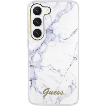 Plastové puzdro Guess na Samsung Galaxy S23 5G S911 GUHCS23SPCUMAH HC Marble biele