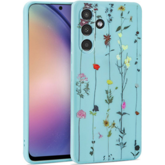 Silikónové puzdro na Samsung Galaxy A54 5G A546 Tech Protect Mood Garden modré