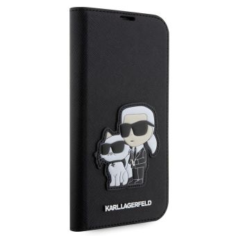 Diárové puzdro Karl Lagerfeld na Apple iPhone 14 Pro KLBKP14LSANKCPK Saffiano Karl and Choupette NFT Book čierne
