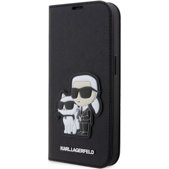 Diárové puzdro Karl Lagerfeld na Apple iPhone 14 Pro KLBKP14LSANKCPK Saffiano Karl and Choupette NFT Book čierne