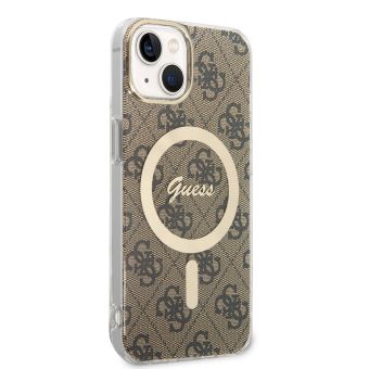 Plastové puzdro Guess na Apple iPhone 13 GUHMP13MH4STW 4G IML MagSafe hnedé