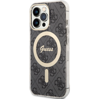 Plastové puzdro Guess na Apple iPhone 13 Pro Max GUHMP13XH4STK 4G IML MagSafe čierne