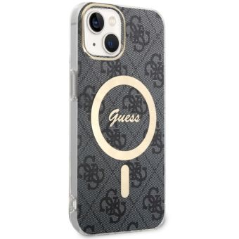 Plastové puzdro Guess na Apple iPhone 14 GUHMP14SH4STK 4G IML MagSafe čierne