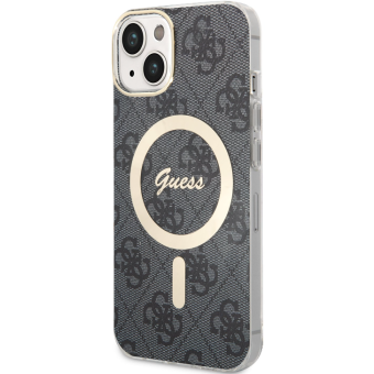 Plastové puzdro Guess na Apple iPhone 14 GUHMP14SH4STK 4G IML MagSafe čierne