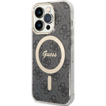 Plastové puzdro Guess na Apple iPhone 14 Pro GUHMP14LH4STK 4G IML MagSafe čierne