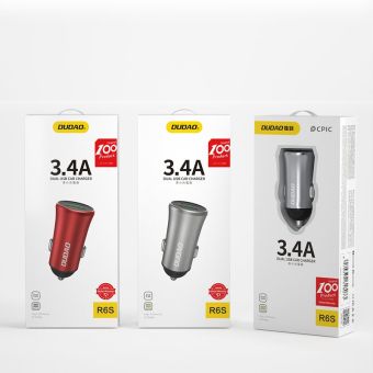 Autonabíjačka Dudao 2xUSB 3.1A strieborná