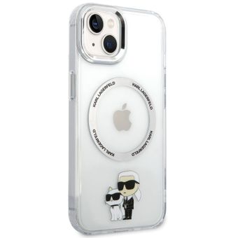 Plastové puzdro Karl Lagerfeld na Apple iPhone 13 KLHMP13MHNKCIT IML Karl and Choupette NFT MagSafe transparentné