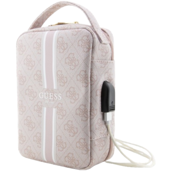 Univerzálne puzdro Guess na príslušenstvo GUHBP4RPSP PU 4G Printed Stripes Travel Universal Bag ružové