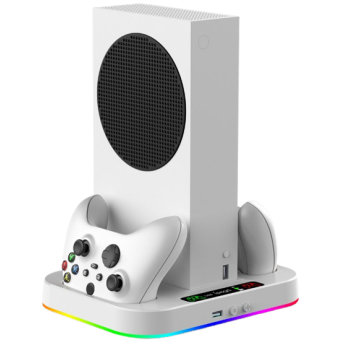 iPega XBS012S, multifunkčný nabíjací RGB stojan s chladením pre Xbox Series S + 2ks baterií