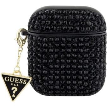 Guess Rhinestones Triangle Metal Logo Apple AirPods 1/2 GUA2HDGTPK Black