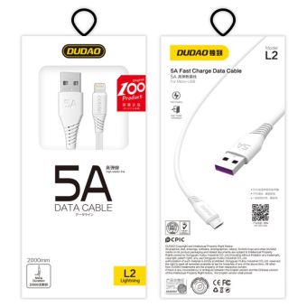 Kábel Dudao L2L USB na Lightning 5A 2m, biely