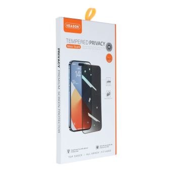 Tvrdené sklo na Apple iPhone 13 Pro/14 Veason Privacy 6D Pro celotvárové čierne