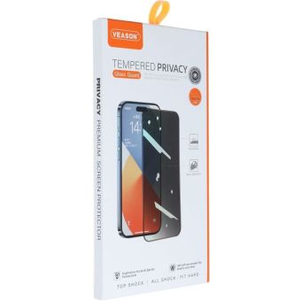 Tvrdené sklo na Apple iPhone 13 Pro/14 Veason Privacy 6D Pro celotvárové čierne