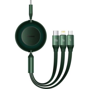 Baseus Bright Mirror 2 CAMJ010206, USB-C na Micro/Lighting/USB-C, PD 100W, 1.1m, zelený