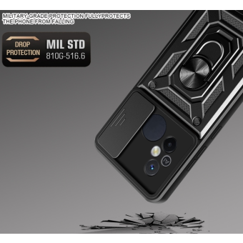 Odolné puzdro na Motorola E20/E30/E40 Camshield Ring Armor čierne