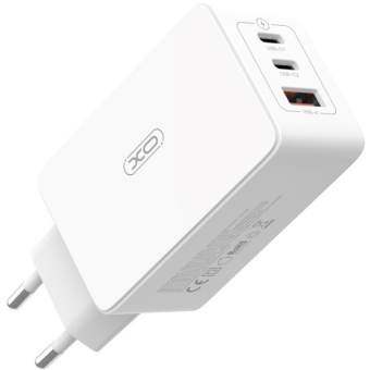XO CE13, PD QC 3.0 65W, 1xUSB-A 2xUSB-C, sieťová nabíjačka, biela