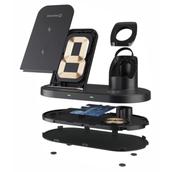SWISSTEN Wireless 3v1 Stand, nabíjacia stanica čierna