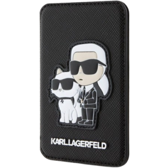 Magnetická peňaženka Karl Lagerfeld na smartfón MagSafe Cardslot Stand Karl and Choupette čierna