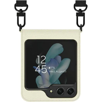 Diárové puzdro na Samsung Galaxy Z Flip5 5G F731 Araree Canvas Diary ivory