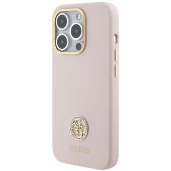 Guess Liquid Silicone 4G Strass Metal Logo Apple iPhone 15 Pro GUHCP15LM4DGPP Pink