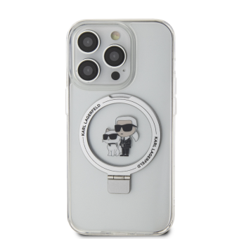 Plastové puzdro Karl Lagerfeld na Apple iPhone 15 Pro KLHMP15LHMRSKCH Ringstand Karl and Choupette MagSafe biele