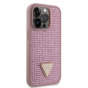 Guess Rhinestones Triangle Metal Logo Apple iPhone 15 Pro Max GUHCP15XHDGTPP Pink
