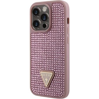 Guess Rhinestones Triangle Metal Logo Apple iPhone 15 Pro Max GUHCP15XHDGTPP Pink
