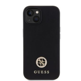 Plastové puzdro Guess na Apple iPhone 15 GUHCP15SPS4DGPK 4G Strass Metal Logo čierne