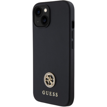 Plastové puzdro Guess na Apple iPhone 15 GUHCP15SPS4DGPK 4G Strass Metal Logo čierne