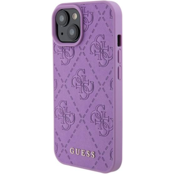 Plastové puzdro Guess na Apple iPhone 15 GUHCP15SP4EPMU 4G Stamped fialové