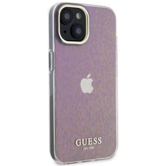 Plastové puzdro Guess na Apple iPhone 15 GUHCP15SHDECMP IML Faceted Mirror Disco Iridescent ružové